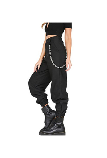 Yacun Mujer Casual Pantalones Cargo Pantalon Hip Hop Jogger con Cadena Danza