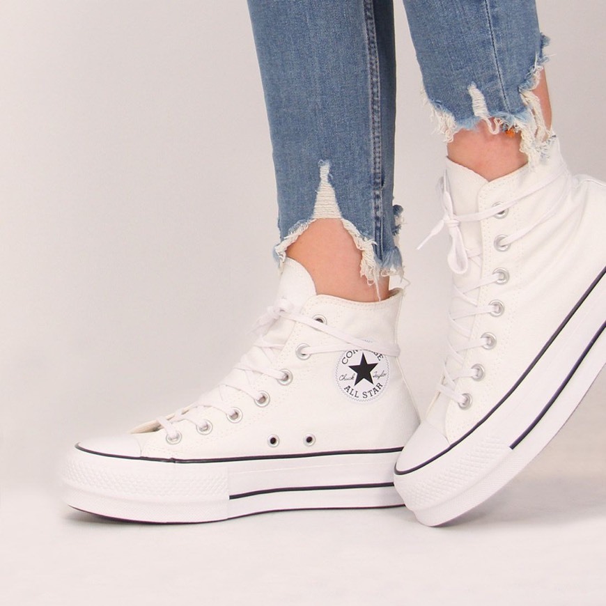 Social Converse Chuck Taylor CTAS Lift Hi, Zapatillas para Mujer, Blanco