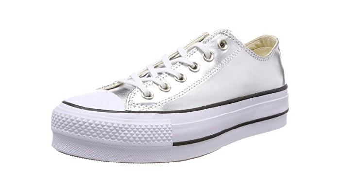 Product Converse Chuck Taylor CTAS Lift Ox, Zapatillas para Mujer, Plateado