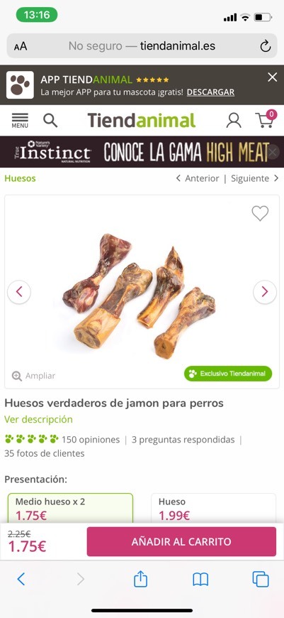 Product Huesos verdaderos de jamon para perros