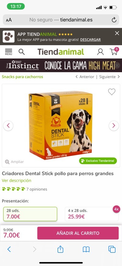 Product Criadores Dental Stick pollo para perros grandes