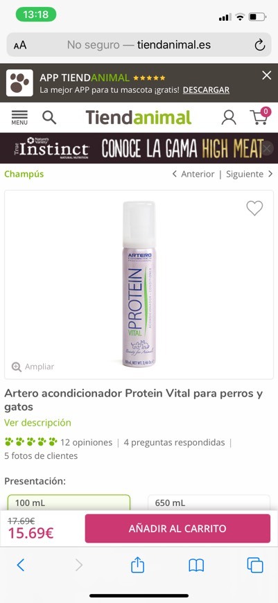 Product acondicionador Protein Vital para perros y gatos