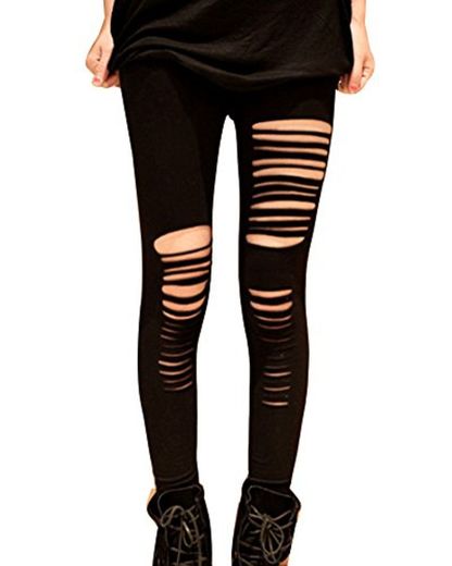 Gladiolus Pantalones Mujer Pantalones Rotos Pantalones Leggings Elástico Skinny Leggings Slim Negro M