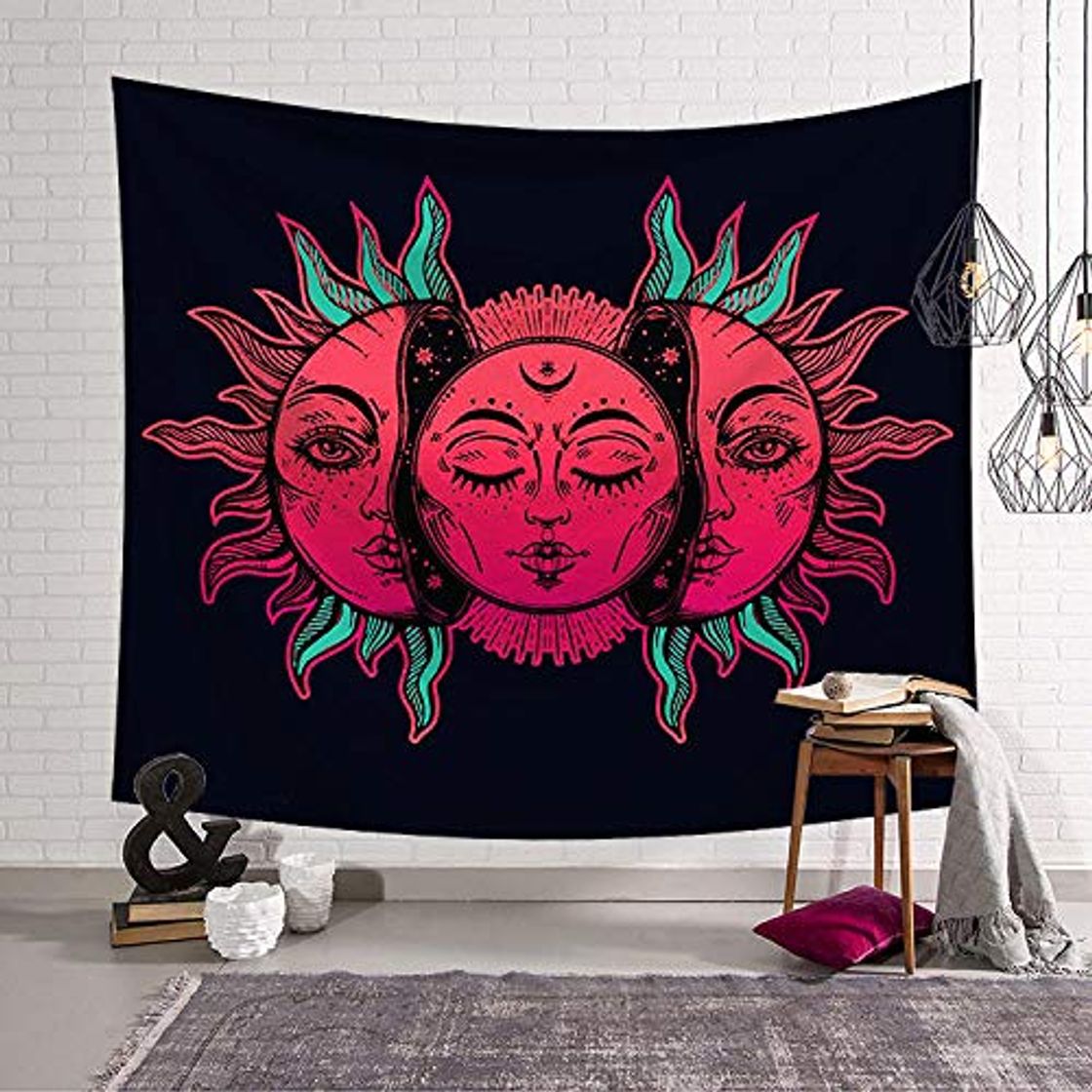 Social shenyuanyuan521 Mandala India Psicodélica Luna Sol Colgante de Pared Toalla de Playa Arte Tapiz Dormitorio Decoración del hogar