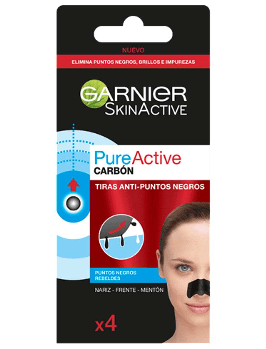 Belleza Garnier Skin Active PureActive Tiras de Carbón Anti Puntos Negros