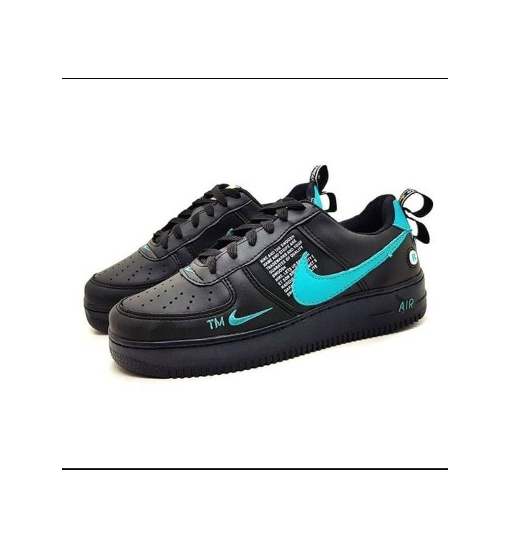 Fashion Tênis Nike Air Force Preto Verde Agua