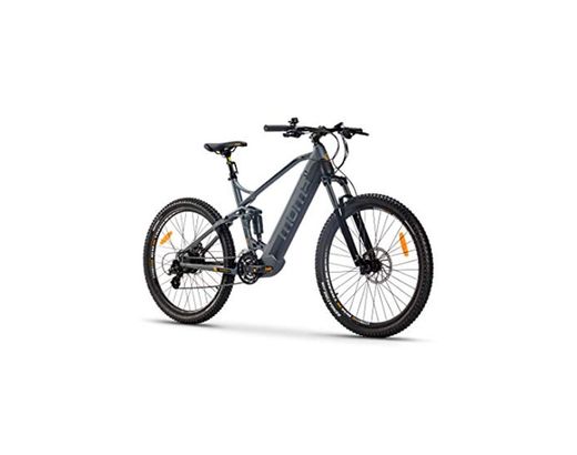Moma Bikes Bicicleta Eléctrica E-MTB 27.5" Full Suspension, Shimano 24vel, frenos hidráulicos,