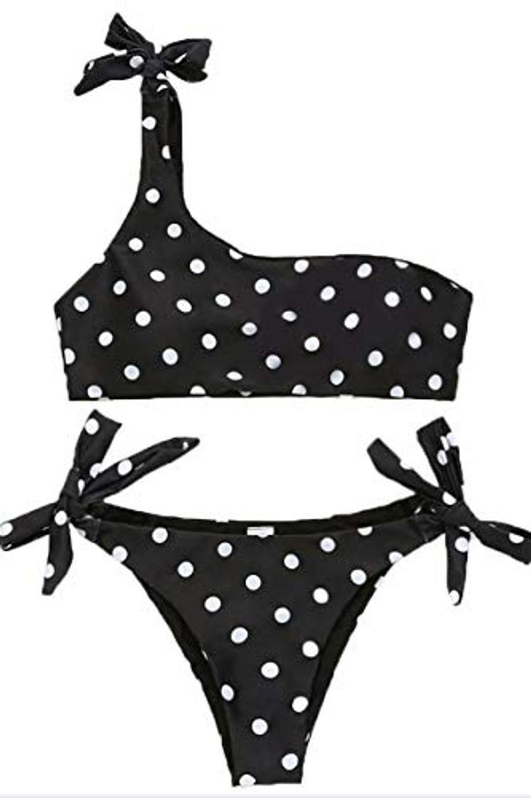 Producto JFan Mujer Conjuntos de Bikini Rayas con Un Hombro Traje de Baño Estampado Anudado Tiras Tanga Braga Bikini Lado Anudado Bañador Atractivo de Dos Piezas