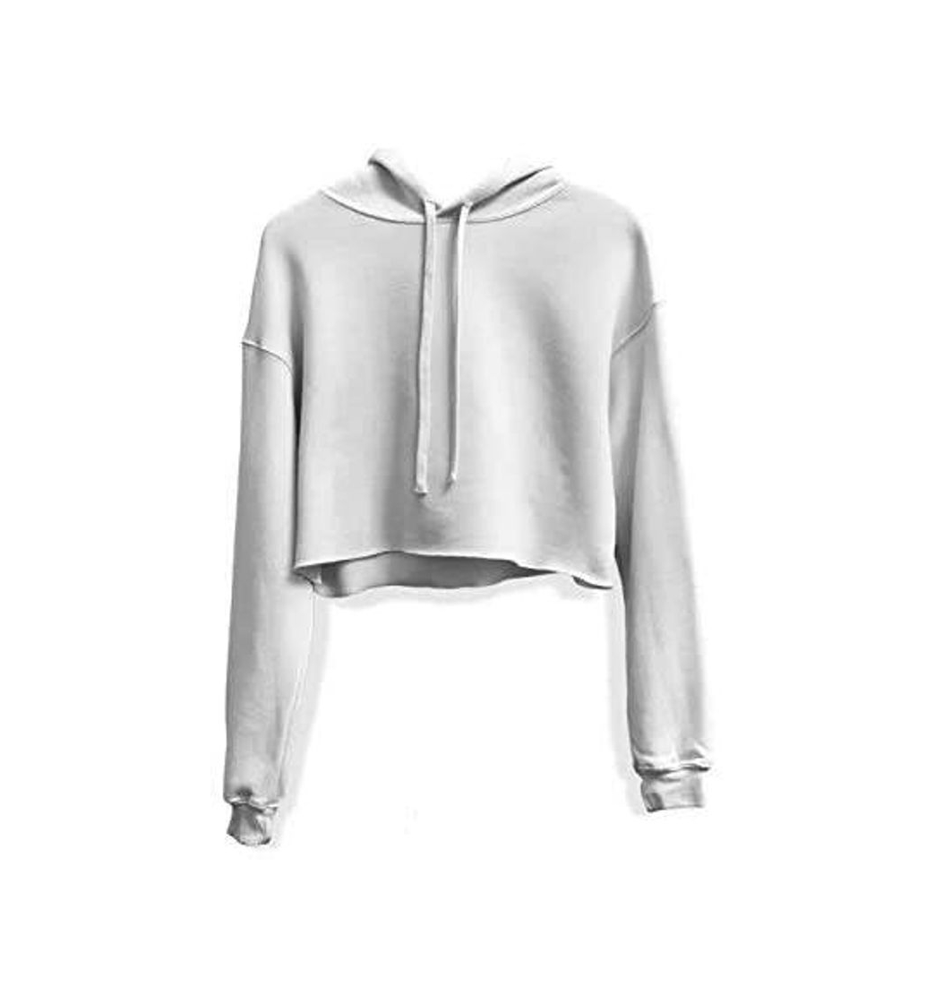 Moda Moletom Feminino Blusa Cropped Liso Com Capuz 