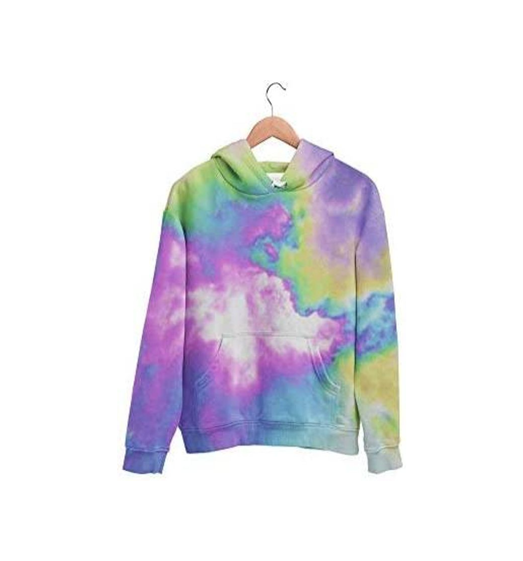 Fashion Blusa de Moletom Canguru Tie Dye Unissex Estilo Tumblr