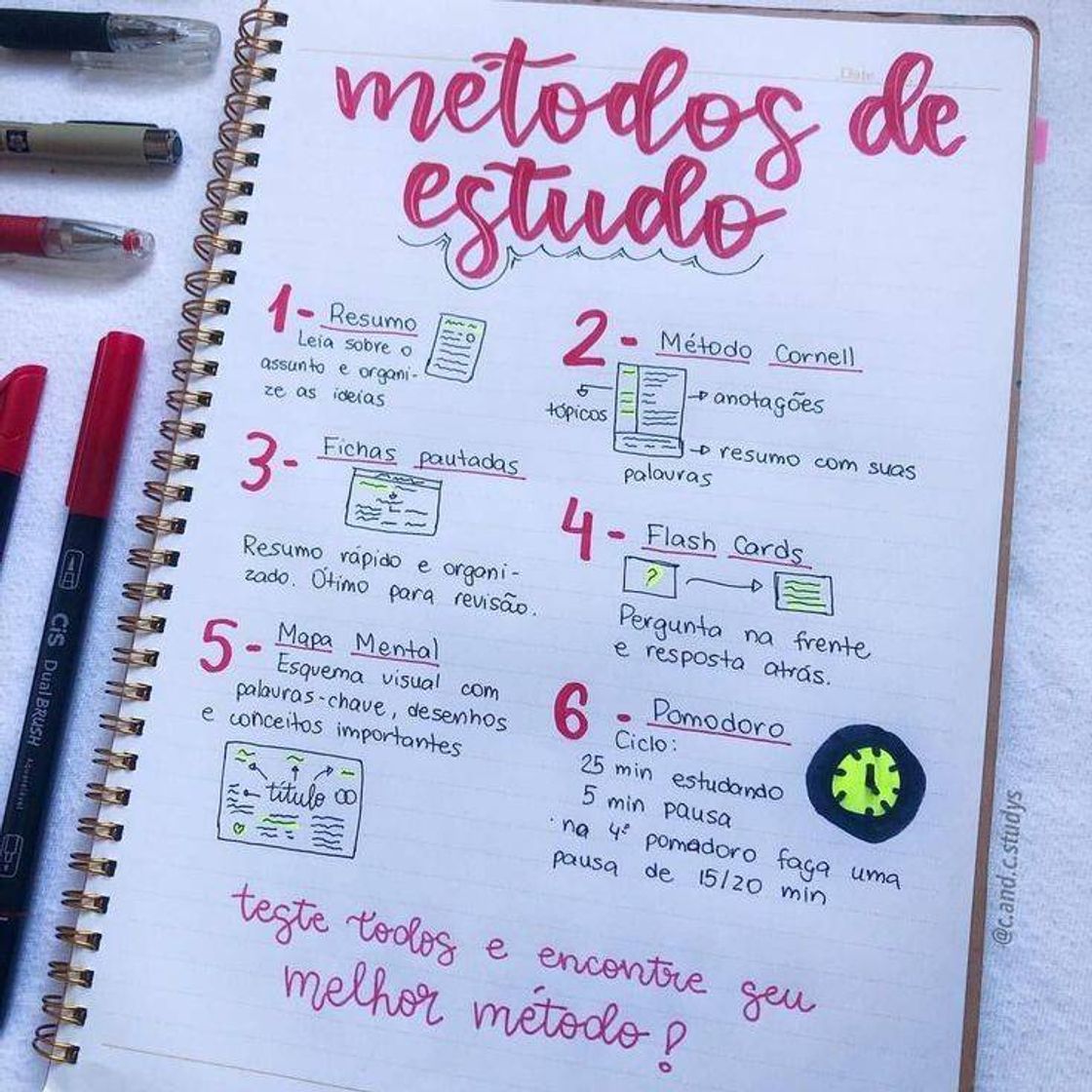 Moda MÉTODOS DE ESTUDO!! 📝