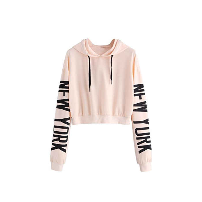 Moda Lenfesh Sudadera para Mujer, New York Impresión Sweatshirt Sudadera con Capucha Manga