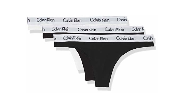 Moda Calvin Klein Thong 3pk Tanga, Negro