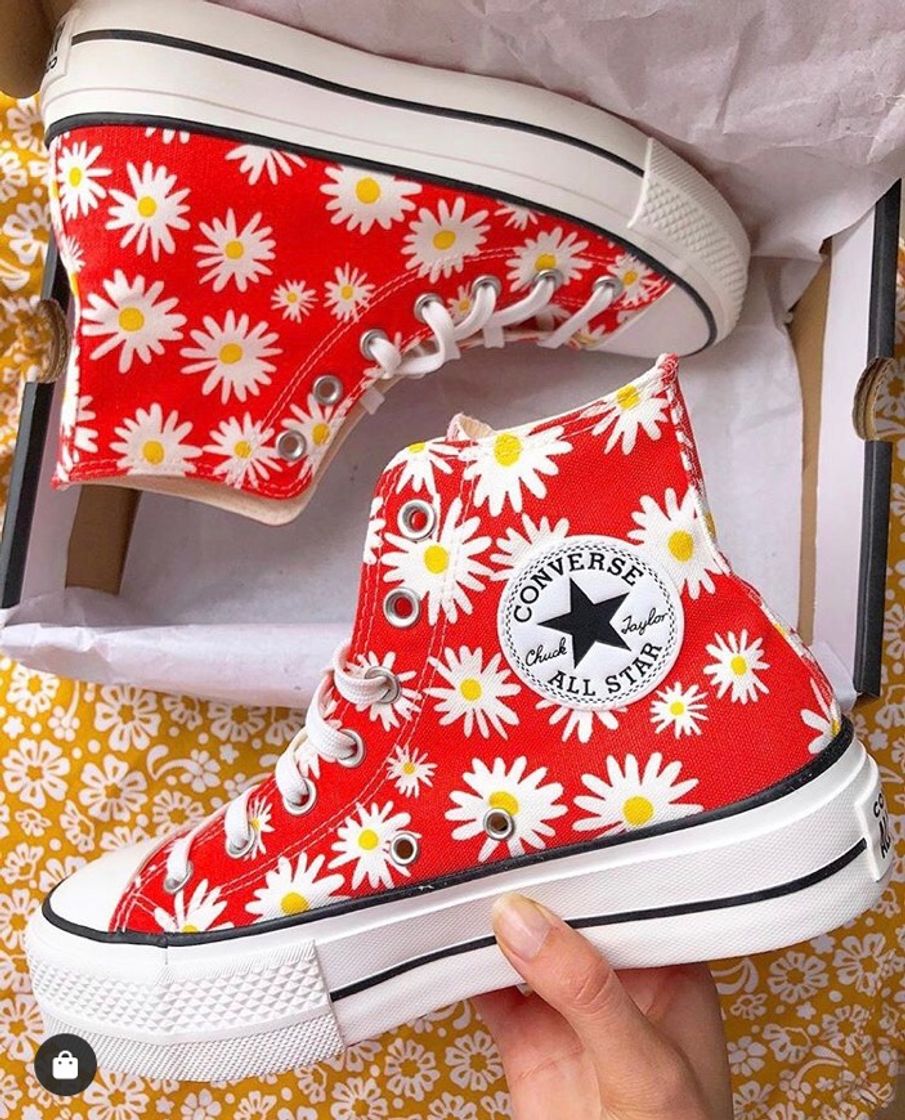 Fashion Chuck Taylor Lift Estampado Margaritas Rojo