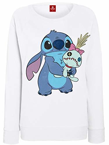 Moda Lilo & Stitch Ohana Stitch & Scrump Sudadera Mujer Blanco S