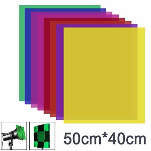 Neewer 8 Piezas Filtro Color Gel con 8 Colores-40 x 50cm Lámina