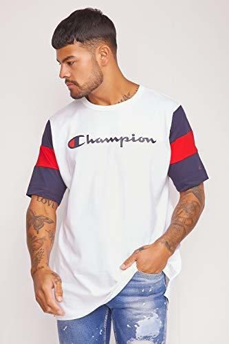 Champion Camiseta 213644 Wht/Night/Htr Hombre XS Blanco