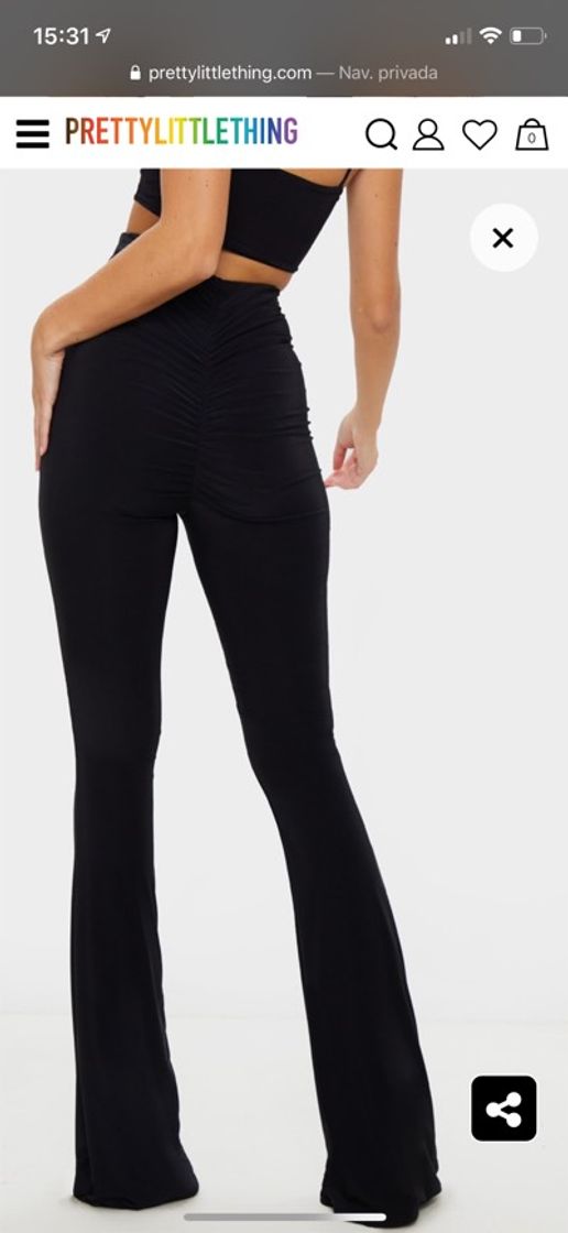 Products Black Flare Ruched Bum Slinky Trouser