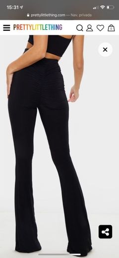 Black Flare Ruched Bum Slinky Trouser