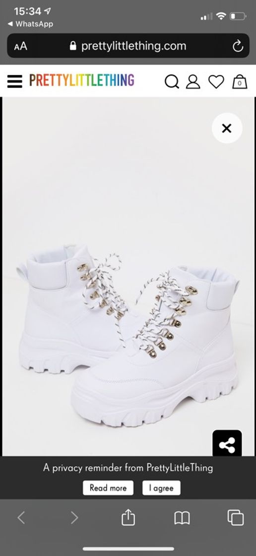 Products White Flatform Chunky Hiker Boot Trainer