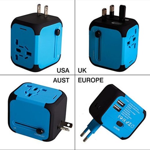 Adaptador Enchufe de Viaje Universal Dos Puertos USB para US EU AU