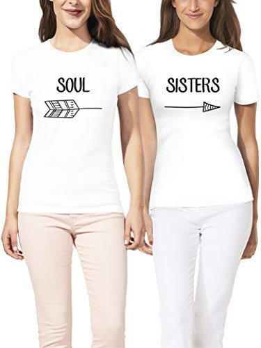 VIVAMAKE® Pack 2 Camisetas de Mujer Originales para Mejores Amigas con Diseño