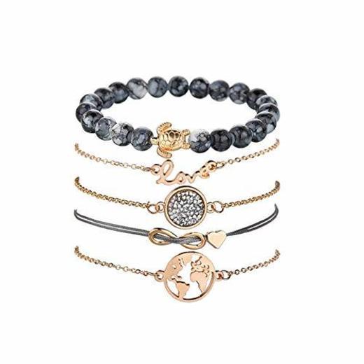 Dsaren Conjunto Pulseras Mujer, Apilable Pulsera Ajustable Circón Brazalete Conjunto Mujeres Accesorios