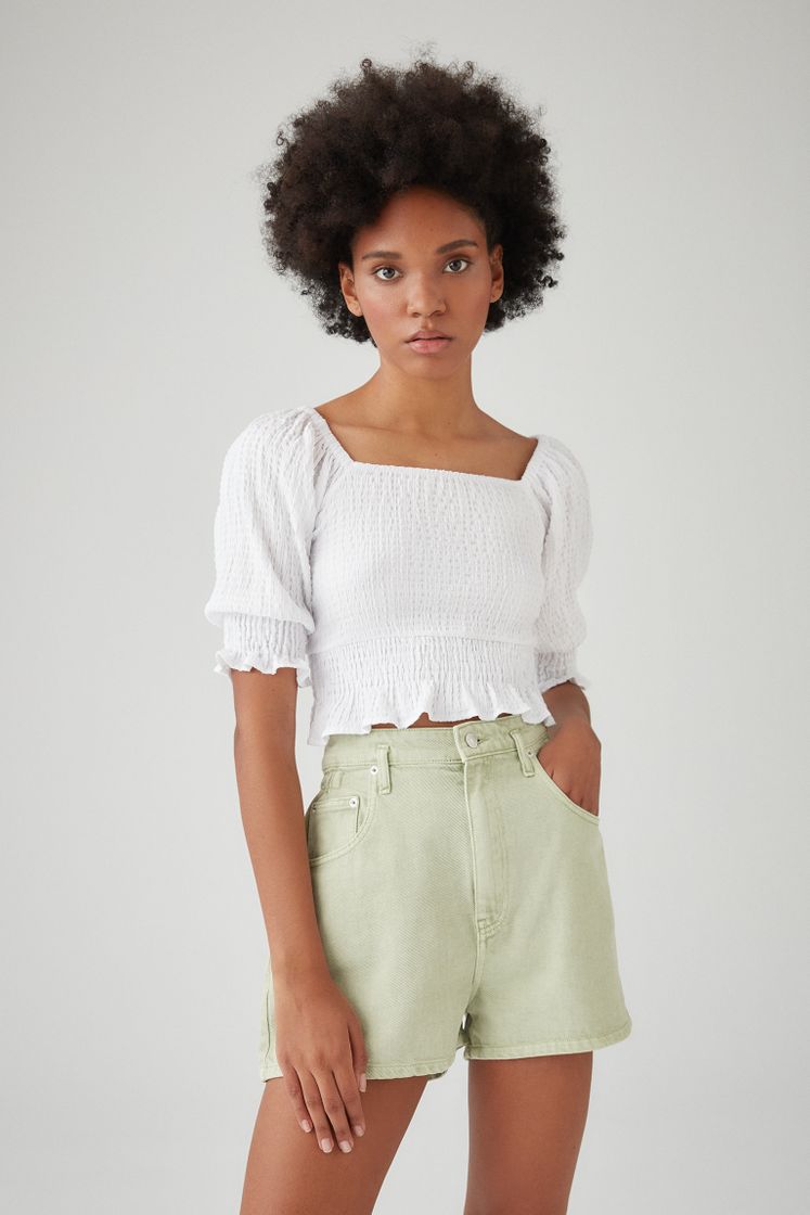 Moda Camiseta blanca Pull & bear goma canilla 