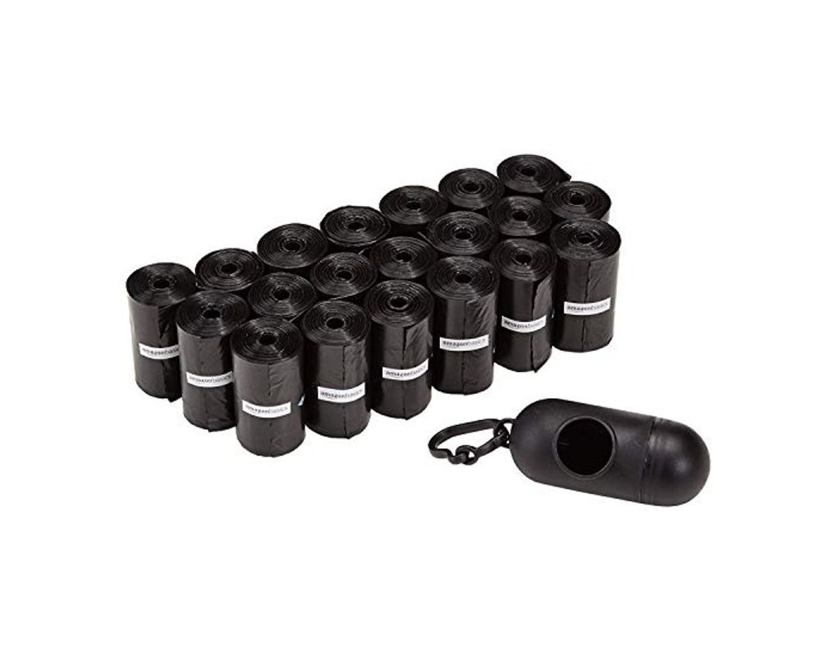 Social AmazonBasics - Bolsas para excrementos de perro con dispensador y clip para