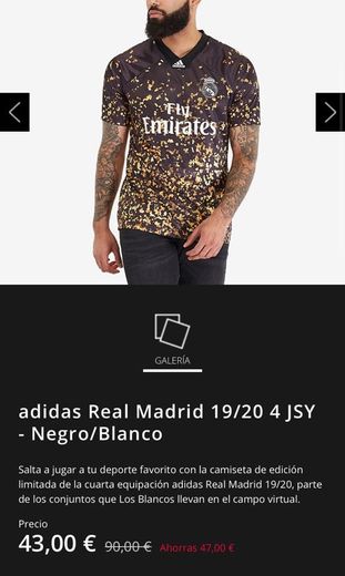 Camiseta adidas Real Madrid 19/20 4 - Negro/Blanco - Ropa ...