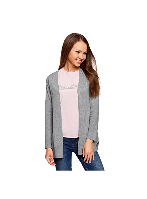 Social oodji Ultra Mujer Cárdigan de Punto sin Cierre, Gris, ES 40