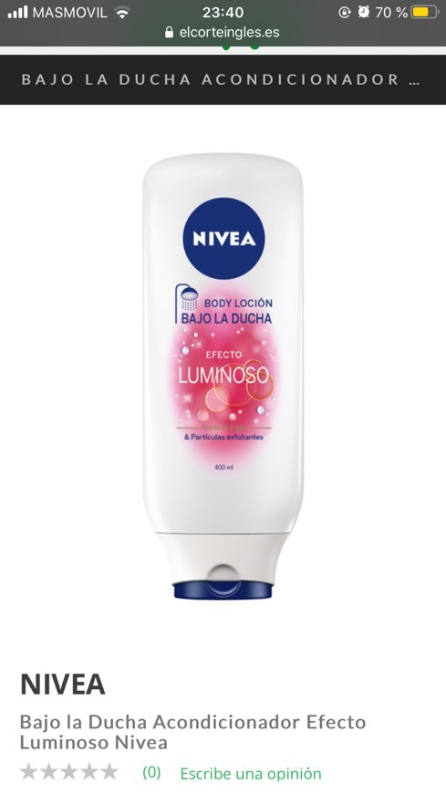 Productos NIVEA BODY LOCIÓN EFECTO LUMINOSO 