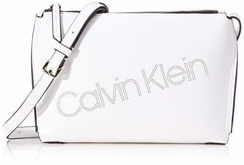 Calvin Klein Punched EW Xbody, Bolso con Bandolera para Mujer, Blanco