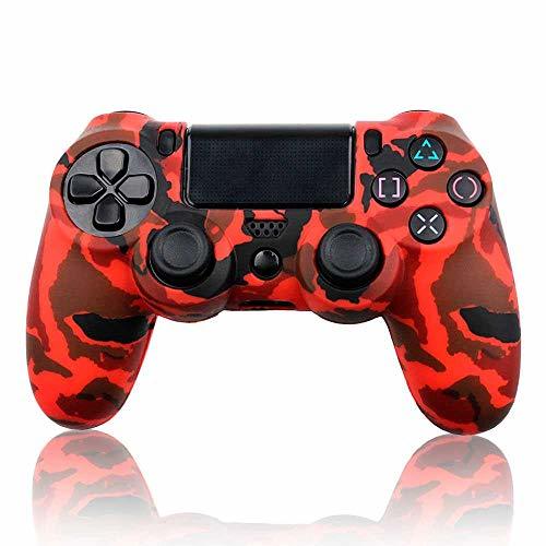 Electronic Funda Carcasa Rojo Negro Silicona para Mando Sony PS4 Dualshock 4 Camuflaje