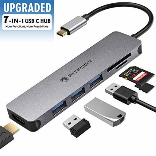FITFORT Hub USB C - 7 En 1 USB C Adaptador a