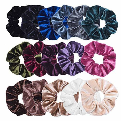 Productos Sinwind 16pcs Scrunchies Terciopelo elástico pelo bandas Lazos para el cabello Terciopelo