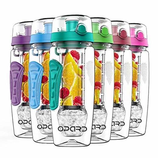 Opard Trinkflasche 1 Liter Fruit Infuser Sports Trinkflasche Water Bottle Tritan BPA-frei