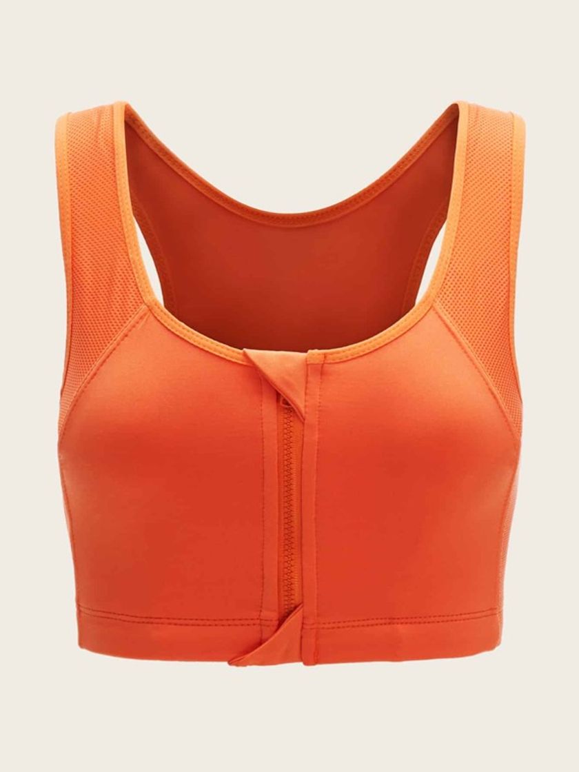 Product Sujetador deportivo cremallera naranja neón 