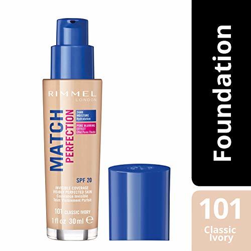 Beauty Rimmel London Match Perfection Foundation Base de Maquillaje Tono 101 Classic Ivory