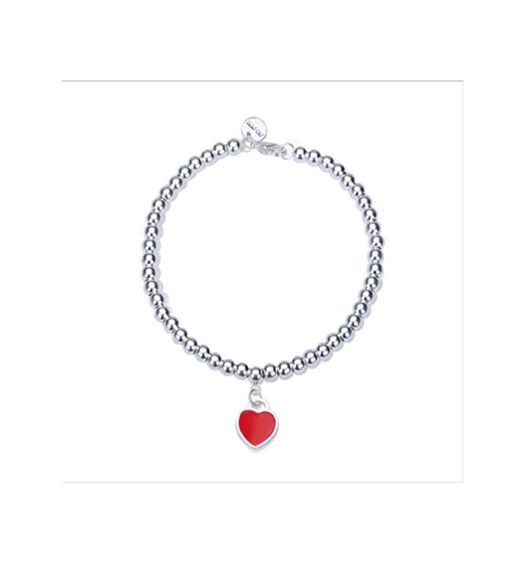 Fashion Joyería De Moda 925 Amor De Plata Pulsera En Forma De Corazón Cristal del Día De La Madre De Cuentas De Esmalte Rojo Austriaco Marca Tiff