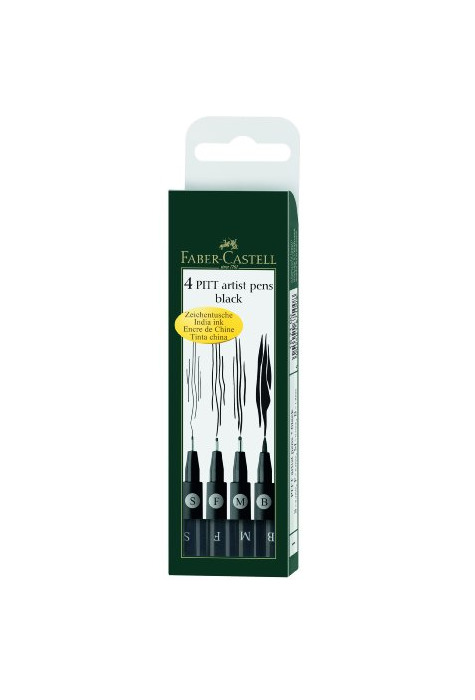 Producto Faber-Castell 167100 - Pack de 4 rotuladores Pitt Artist Pens Black