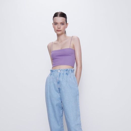 CROP TOP DE ALÇAS { MALVA} | ZARA International 