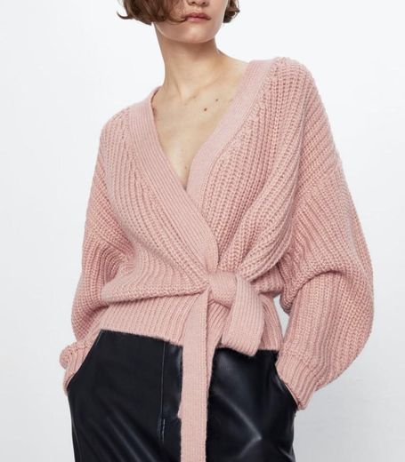 Zara casaco cropped com cinto 