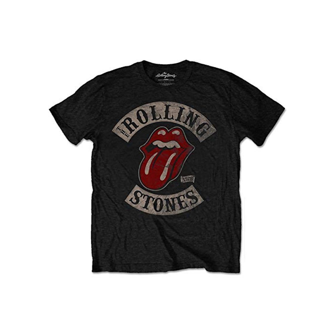 Moda Rolling Stones Tour 78 Mens Blk TS Camiseta, Negro