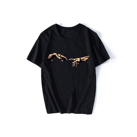 Michelangelo Hands Camiseta T Shirt Ulzzang Vintage Mujer-Men Aesthetic Tshirt 90s T-Shirt