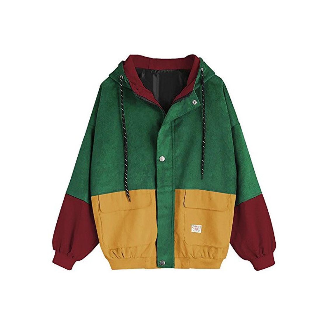 Social Logobeing Mujeres de Manga Larga Pana Patchwork Chaqueta Cazadora Abrigo