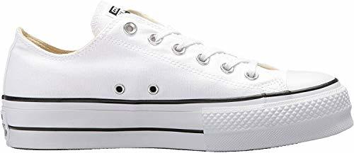 Moda Converse Chuck Taylor CTAS Lift Ox Canvas, Zapatillas para Mujer, Blanco