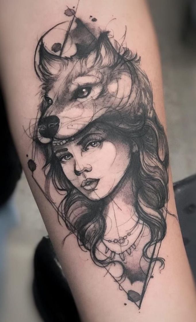 Fashion Tatuagem de lobo