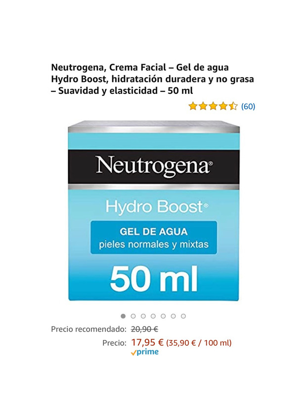 Productos Neutrogena crema hidratante a base de agua 