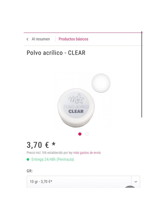 Productos Polvo acrílico clear 